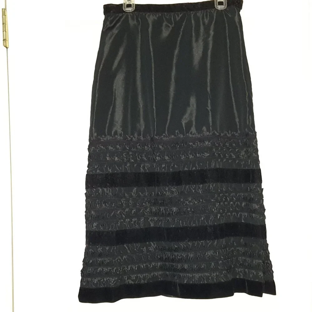 Dressy Straight Skirt with Velvet & Ruffles